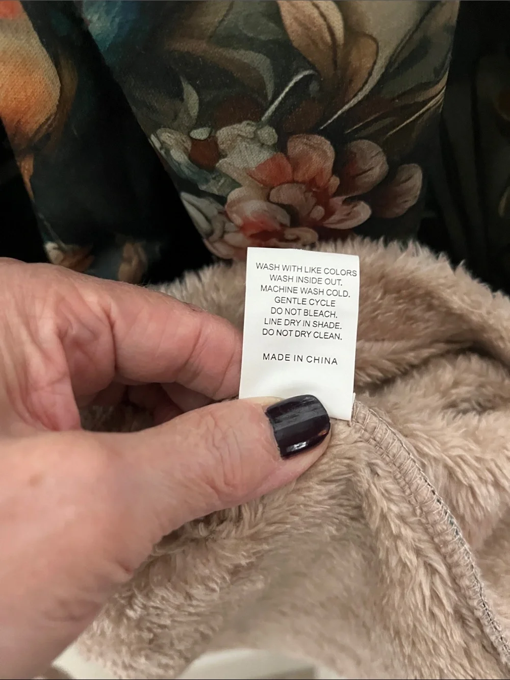 Teddy-Lined Hooded Coat in Multicolor Floral Print